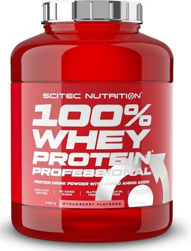Scitec Nutrition 100% Whey Professional with Added Amino Acids Πρωτεΐνη Ορού Γάλακτος Χωρίς Γλουτένη με Γεύση Φράουλα 2.35kg - Image 1